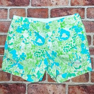 Pre-Owned Lilly Pulitzer The Callahan Floral Tropical Blue/Green Shorts Size 00